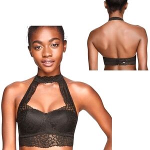 Victoria's Secret PINK Lace Push Up Black Choker Bra - Sz M